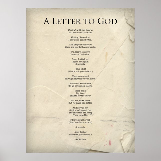 Póster "Carta a Dios" Poema religioso Poster-grande (Frente)