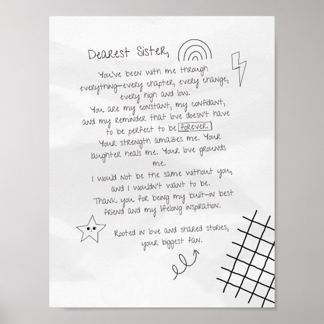 Póster Carta a la hermana (Frente)