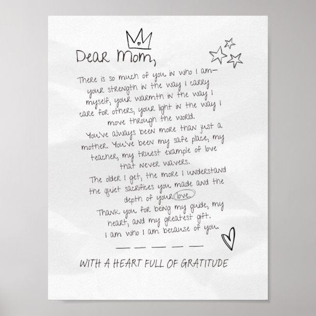 Póster Carta a mamá (Frente)