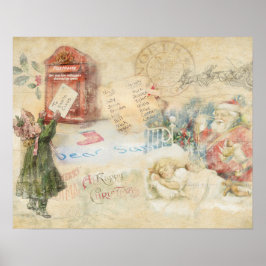 Póster "Carta a Santa" Poster de Navidad de época