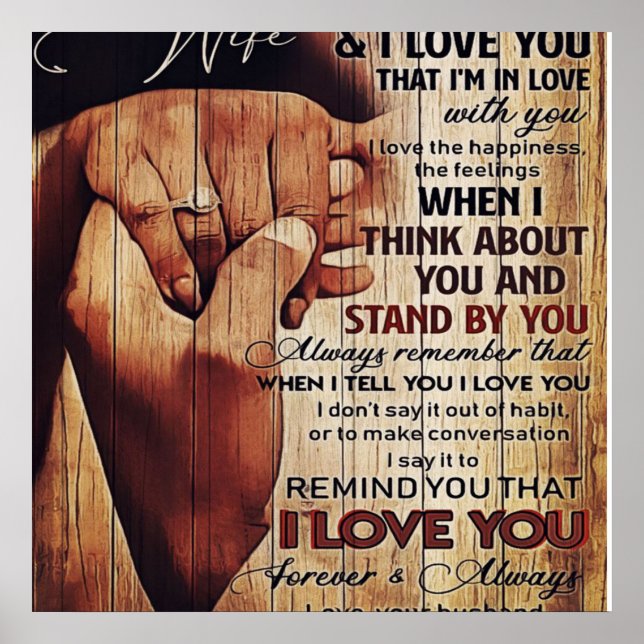 Póster Carta Adorable A La Esposa, Agradable Regalo, (Frente)