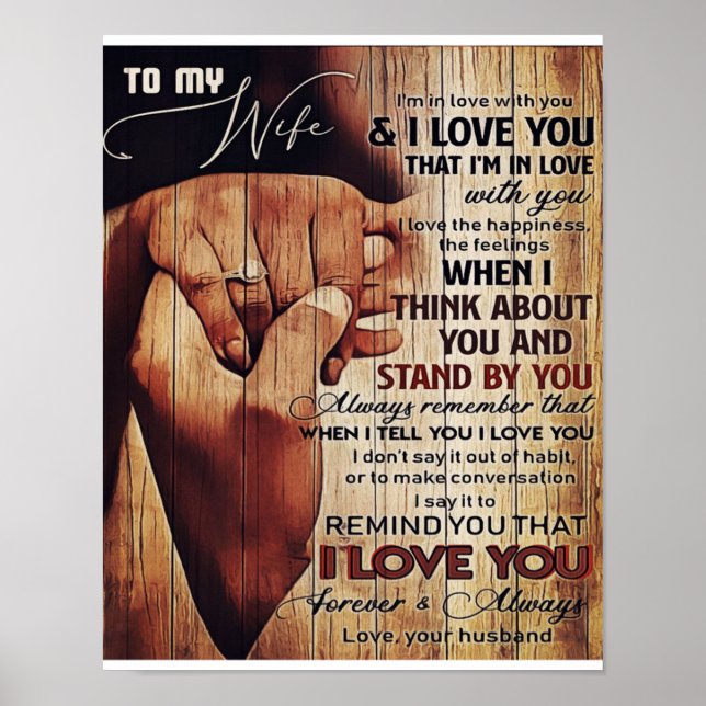 Póster Carta Adorable A La Esposa, Agradable Regalo, (Frente)