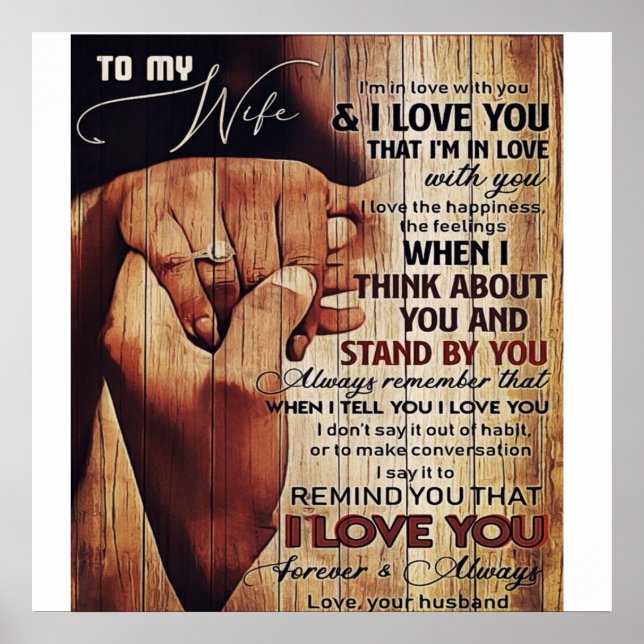 Póster Carta Adorable A La Esposa, Agradable Regalo, (Frente)