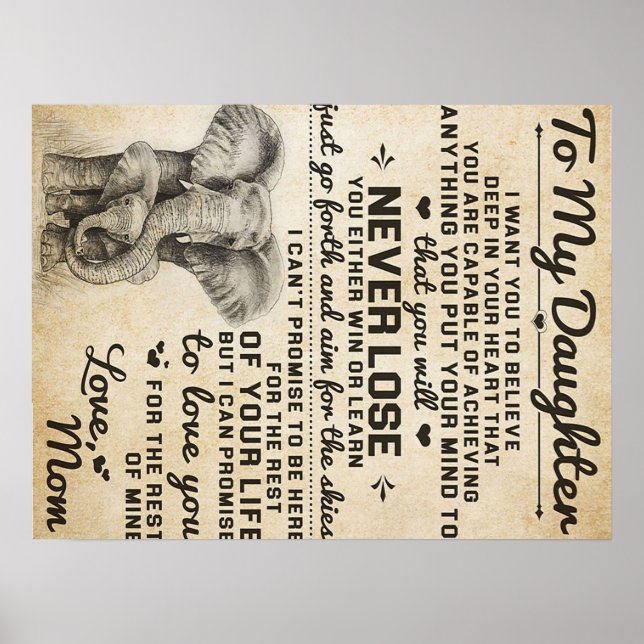 Póster Carta Adorable A La Hija | Lovely Gift (Frente)