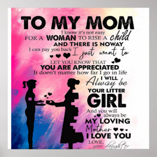 Póster Carta Adorable A Mamá   Encantador Regalo A Mi Mam