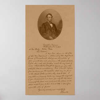 Póster Carta de Abraham Lincoln a la Sra. Bixby