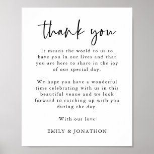 Póster Carta de agradecimiento minimalista con guión para