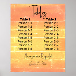 Póster Carta de asiento 8x2 de la recepción de verano Cas