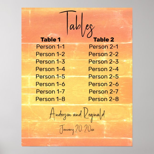 Póster Carta de asiento 8x2 de la recepción de verano Cas (Frente)