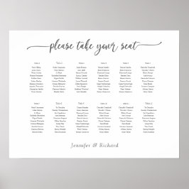 Póster CARTA DE ASIENTOS DEL boda HORIZONTAL 9,