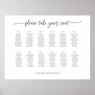 Póster CARTA DE ASIENTOS DEL boda HORIZONTAL 9,