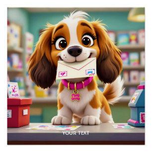 Póster Carta de Fantasy Cute Dog Post