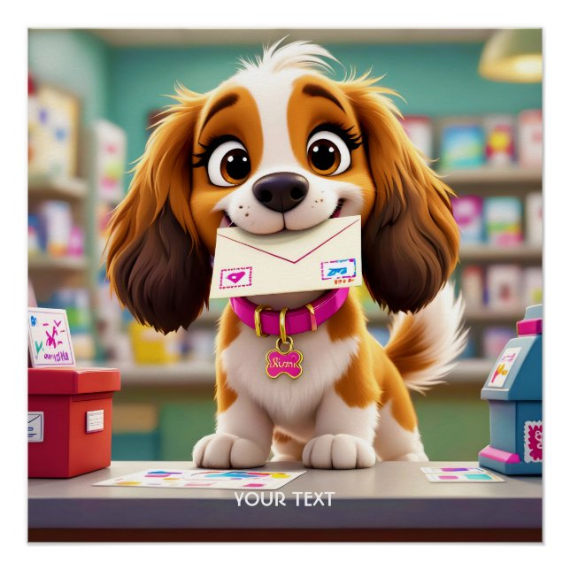 Póster Carta de Fantasy Cute Dog Post (Anverso)