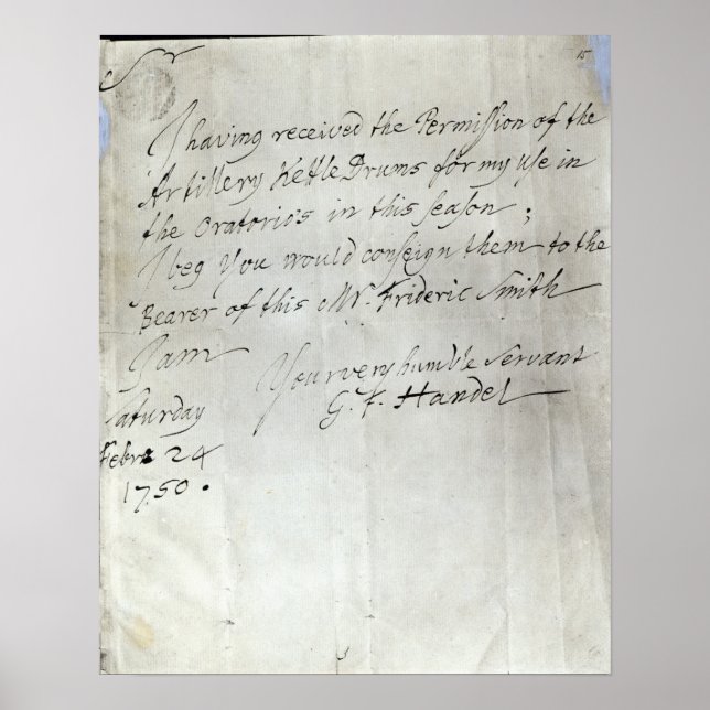 Póster Carta de George Frederick Handel (Frente)