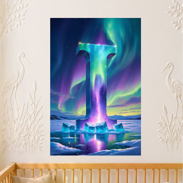 Póster Carta de Guardería I Nombre Luces del Norte Hielo