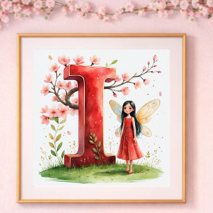 Póster Carta de Guardería para Bebé Niña I Floral de Hada