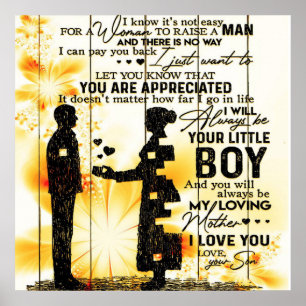 Póster Carta De Hijo A Mi Mamá, Regalo Familiar,