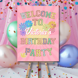 Póster Carta de parche Bienvenida Hippie Preppy Party Bir