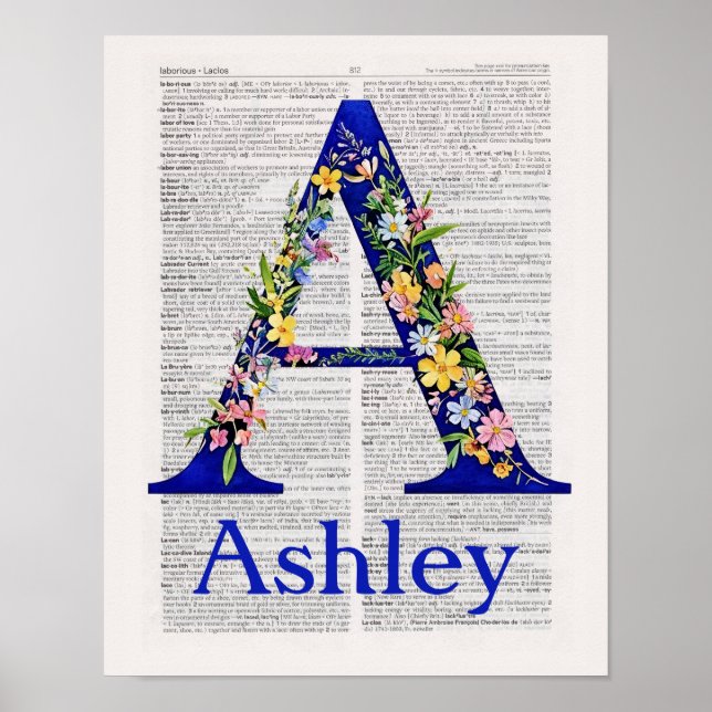 Póster Carta de personalización A nombres Ashley (Frente)