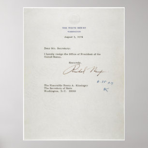 Póster Carta de renuncia de Richard M. Nixon 1974