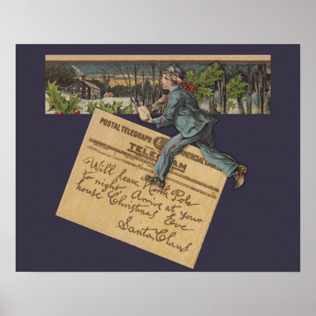 Póster Carta de Santa Navidades de época (Frente)