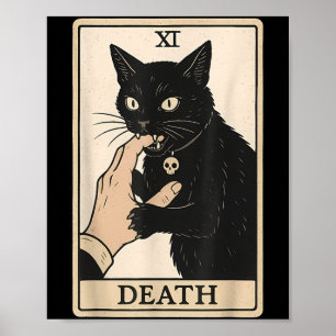 Póster Carta de Tarot de la Muerte Gato Negro Halloween B