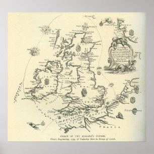 Póster Carta del curso de la Armada Invencible