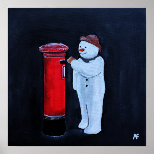 Póster Carta del muñeco de nieve a Santa Pintura de Alfre