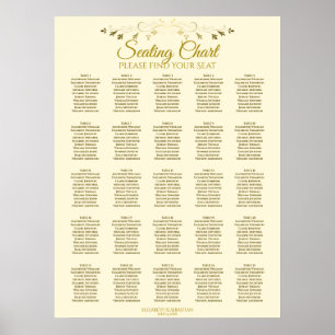 Póster Carta elegante del asiento de la boda de la crema