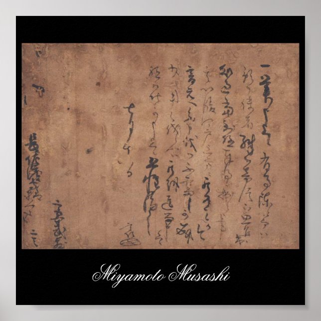 Póster Carta escrita por Miyamoto Musashi, c. Años 1600 (Frente)