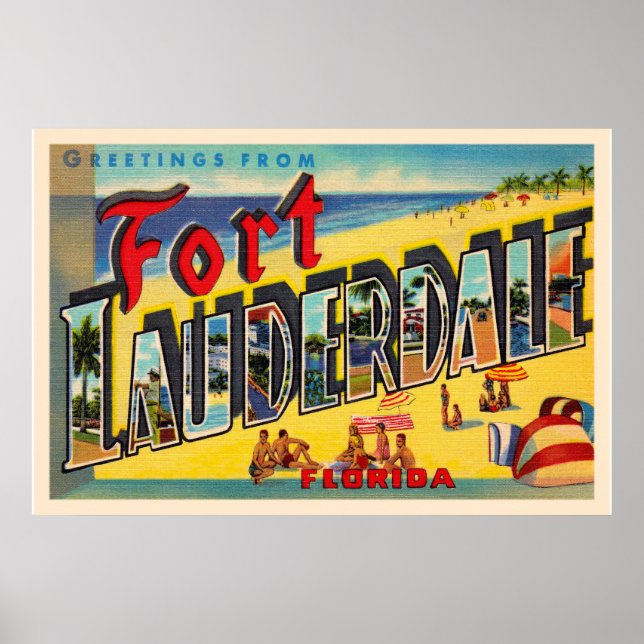 Póster Carta grande Fort Lauderdale Florida FL Postcard (Frente)