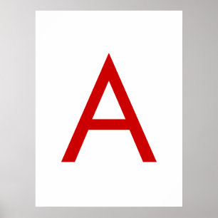 Póster Carta inicial del Monograma Rojo Blanco Moderno