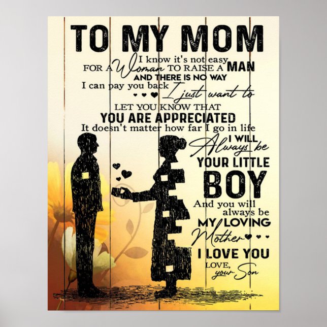 Póster Carta personalizada a mamá, a mi mamá regalo, (Frente)