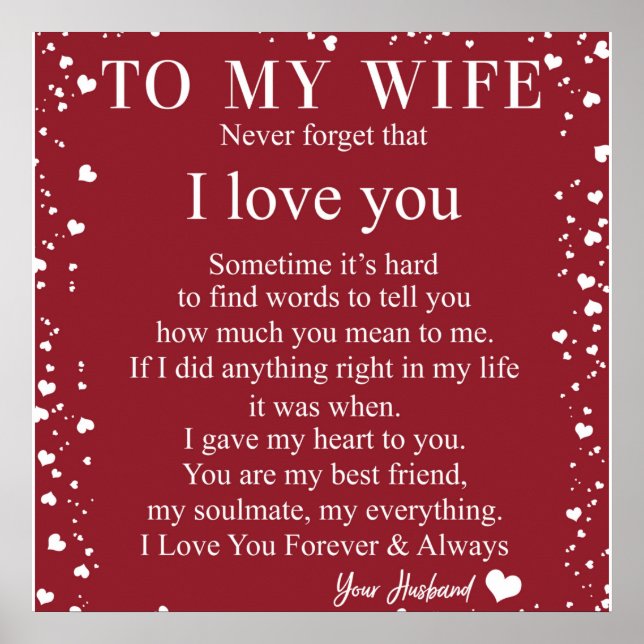 Póster Carta Personalizada A Mi Esposa, Pareja San Valent (Frente)