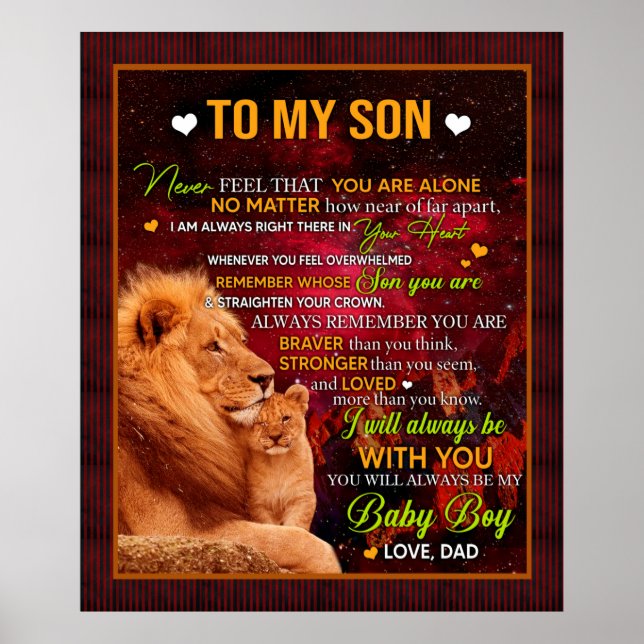 Póster Carta Personalizada A Mi Hijo Amor Del León De Pap (Frente)