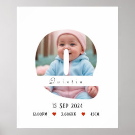 Póster Carta personalizada de alfabeto para bebés - Q - P