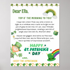 Póster Carta personalizada de San Patricio Leprechaun