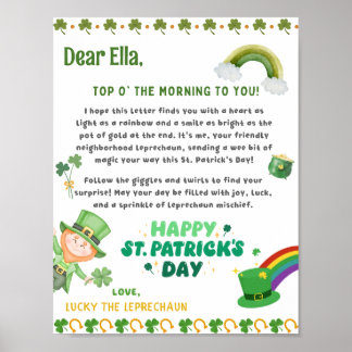 Póster Carta personalizada de San Patricio Leprechaun
