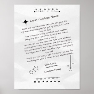 Póster Carta personalizado a una persona hermosa