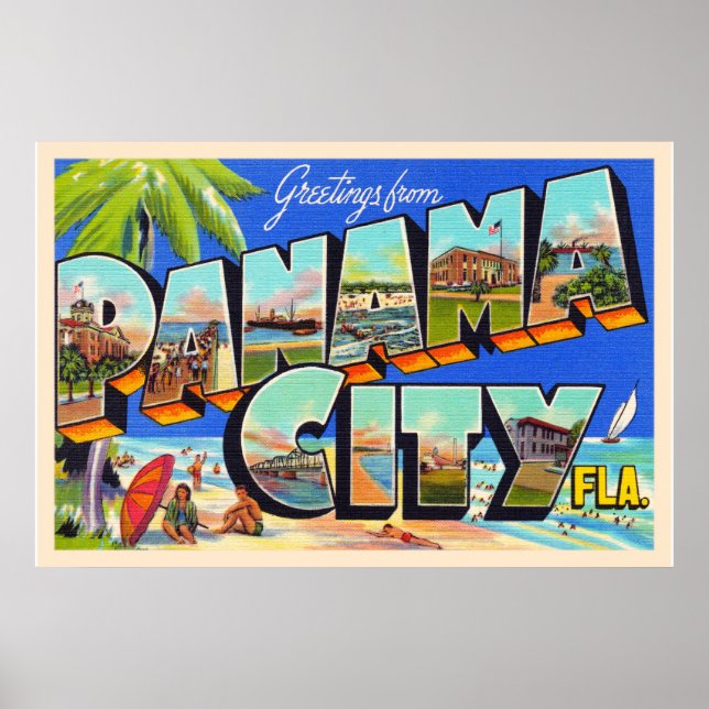 Póster Carta postal grande de la Ciudad de Panamá, Florid (Frente)