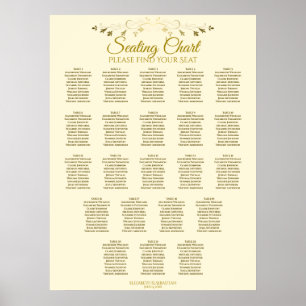 Póster Carta simple del asiento de la boda de la crema