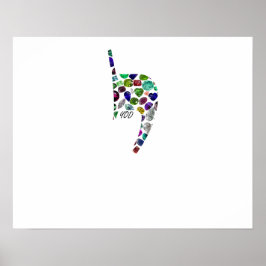 Póster Carta 'YOD' hecha con joyas en todos los colores