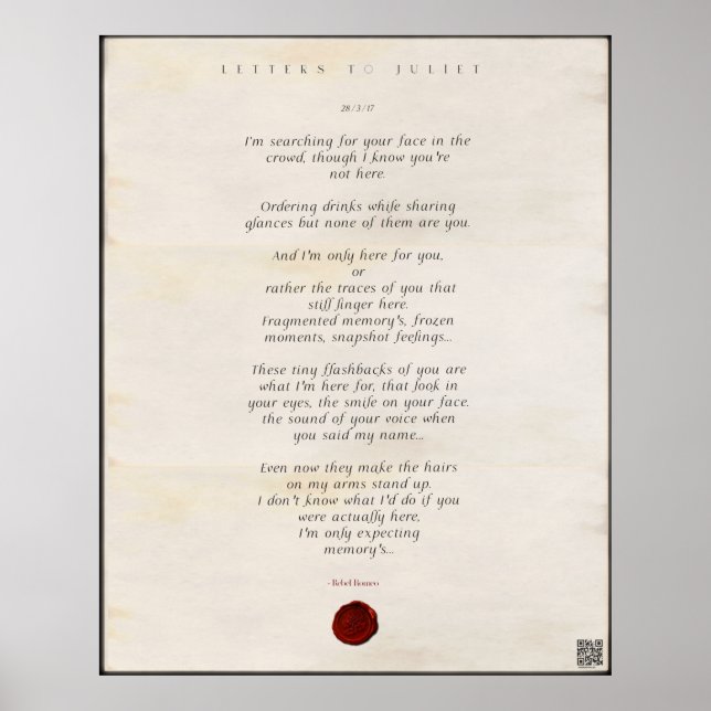 Póster Cartas a Juliet Imprimir 🌹 🗡 28/49 (Frente)