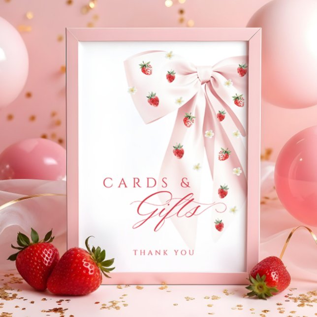 Póster Cartas Baby Shower de fresas y Rótulo de mesa de r (Subido por el creador)