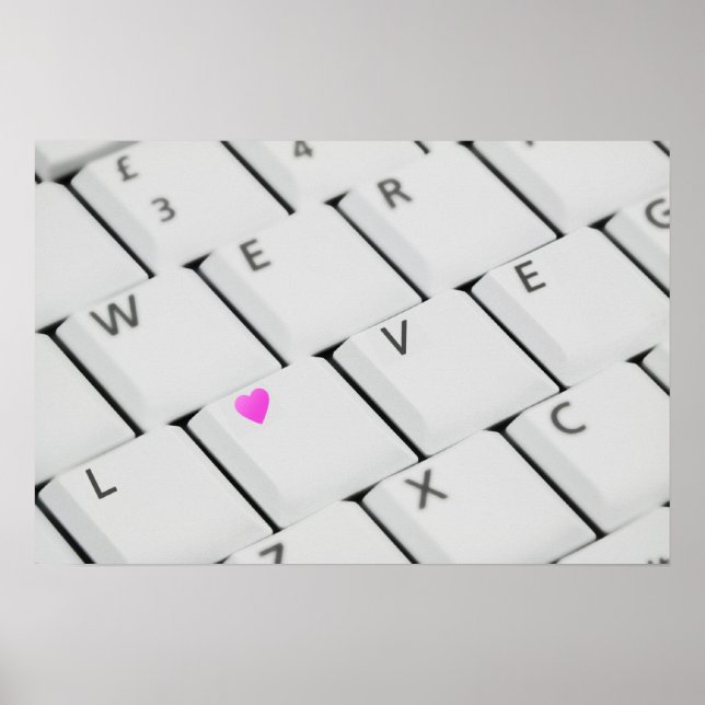 Póster Cartas de amor de teclado para computadoras (Frente)