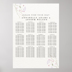 Póster Cartas de asientos de flores minimalistas en acuar