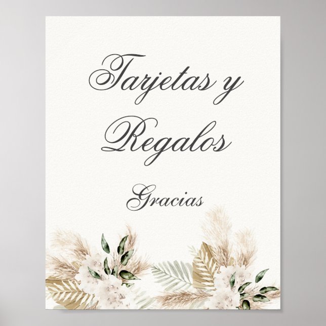 Póster Cartas de Boho y regalos Cartel de boda español (Frente)