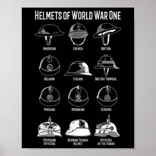 Póster Cartas de cascos de soldados de la Primera Guerra 