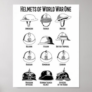 Póster Cartas de cascos de soldados de la Primera Guerra