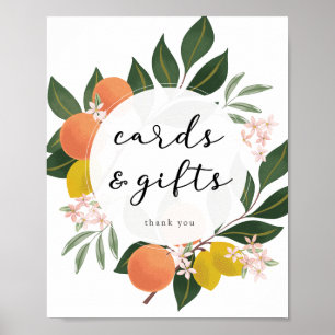 Póster Cartas de cítricos y señalización de regalos